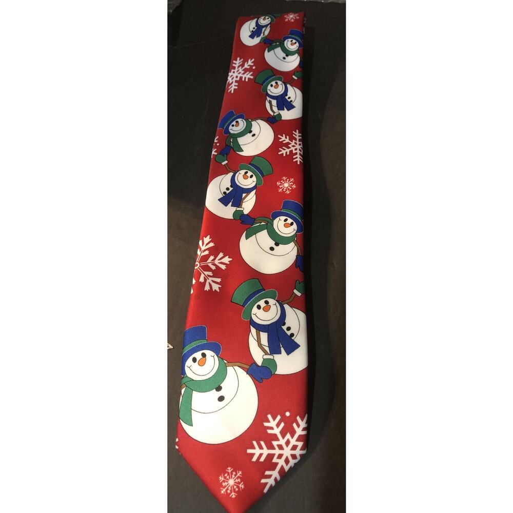 Hallmark Holiday Traditions Mens Tie Christmas Snowman - Red